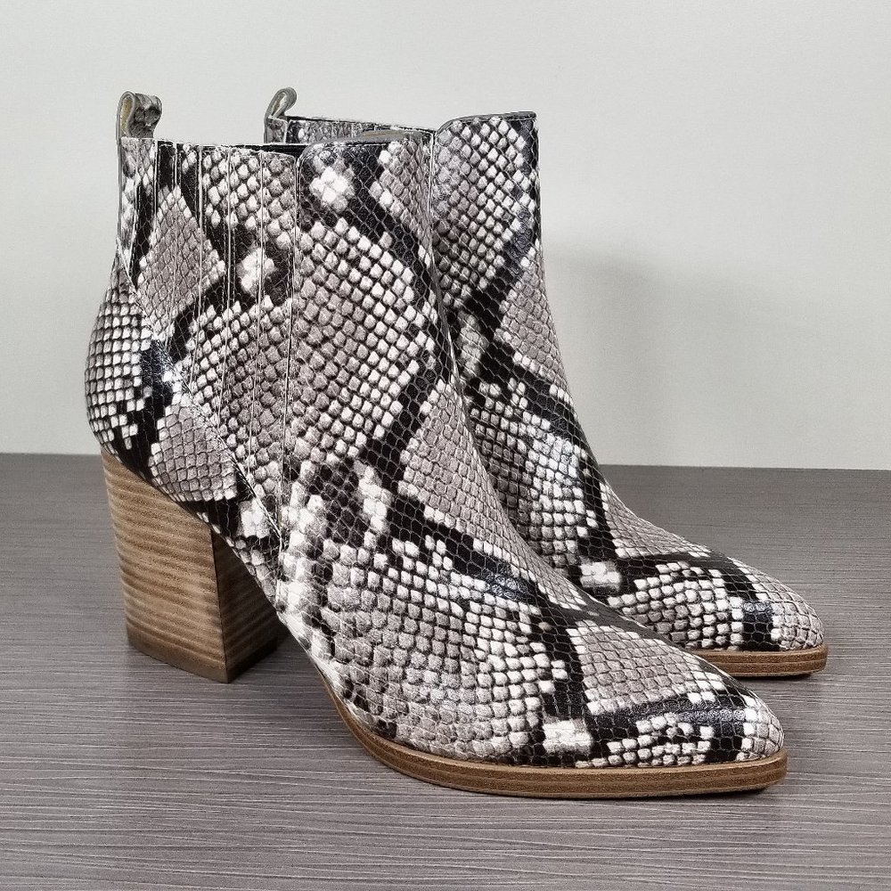 Marc Fisher LTD Alva Snake-Print Booties, Black & Grey, Womens Size 5.5 M